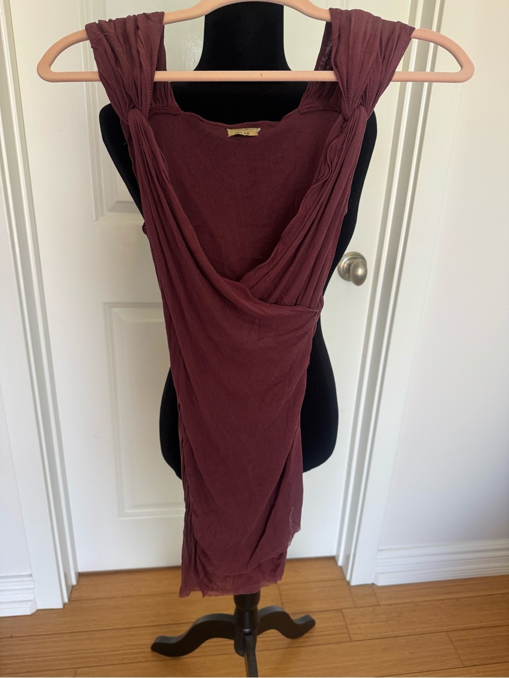 Max Studio Sleeveless Draped Tunic in Deep Burgundy